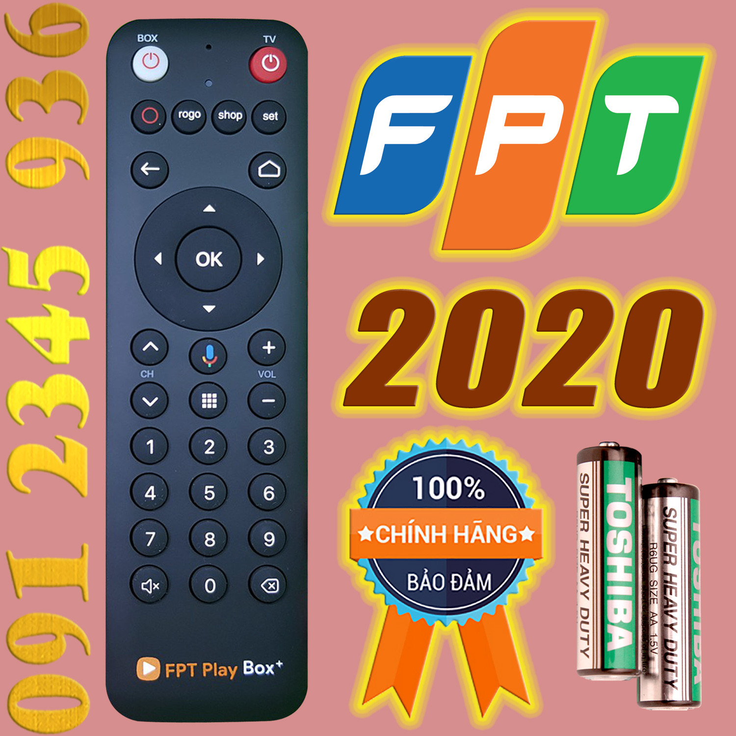 Điều khiển FPT' đời 2020 có [Học Lệnh] cho đầu kỹ thuật số TvBox Android. (Mẫu số 5)