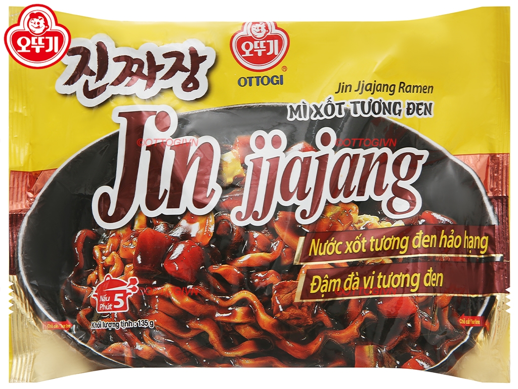 Combo 3 gói Mì xốt tương đen Jin Jjajang Ramen Ottogi gói 135g