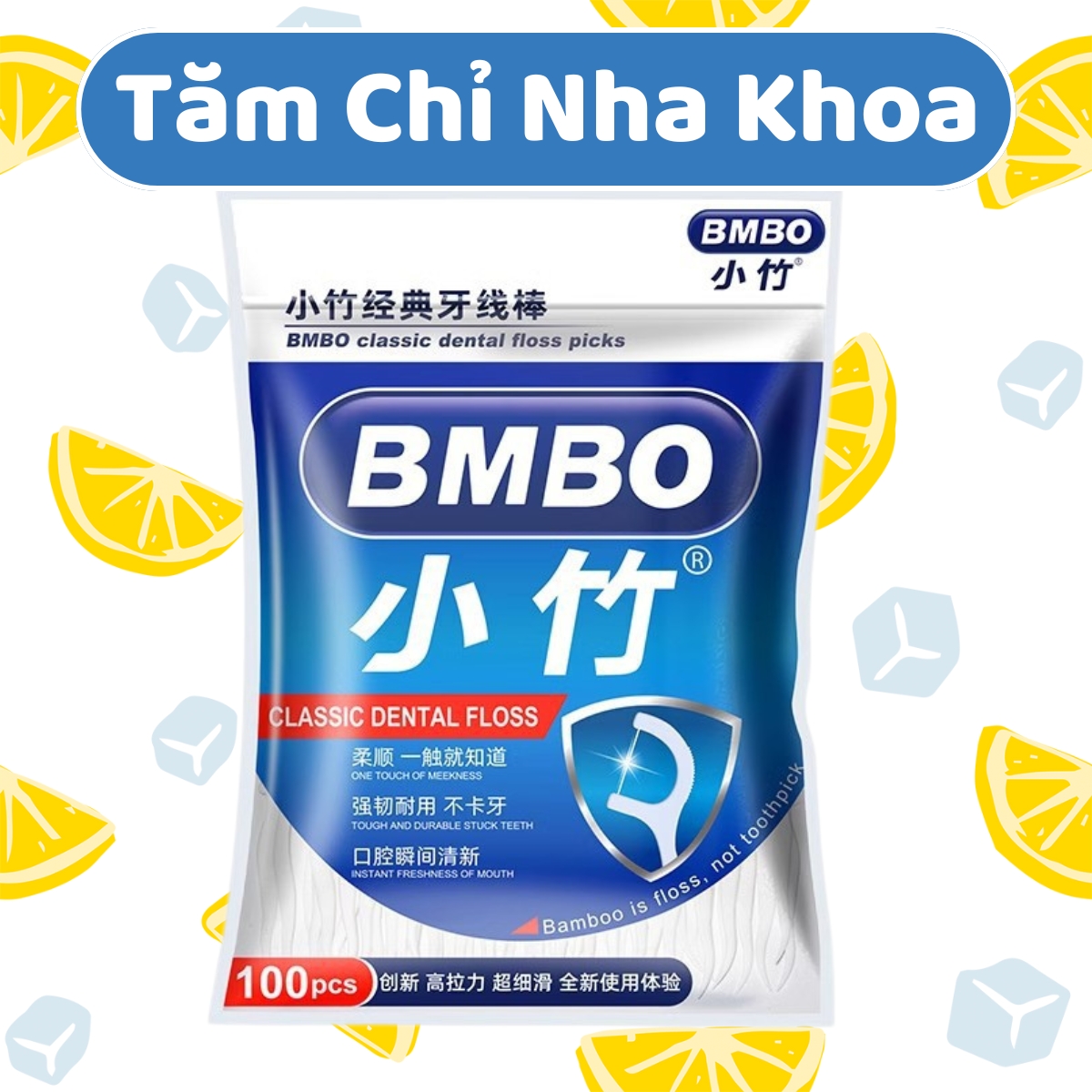 Tăm Nhựa Nha Khoa Cao Cấp BMBO Nhật Bản Túi 100 Que Nhỏ Gọn Tiện Lợi Dễ Mang Theo