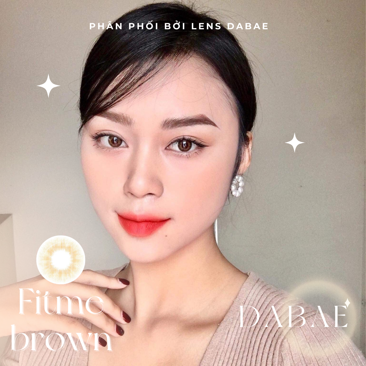 lens mắt cận nâu cam tây kính áp tròng FIT ME BROWN DABAE gdia 12.4mm