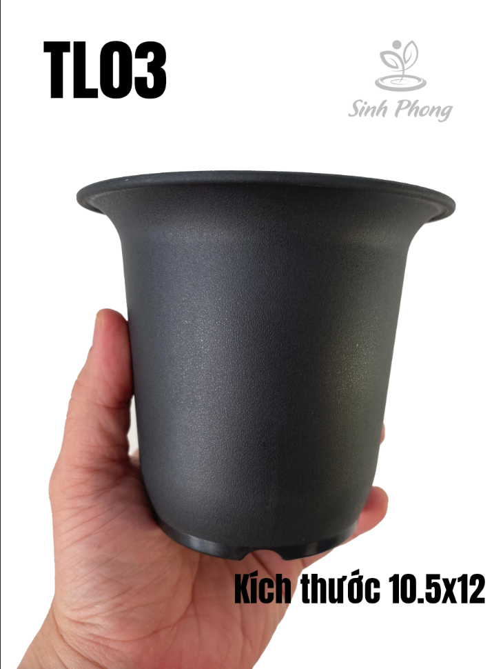 Chậu tròn loe tl03 đen kt 10.5x12