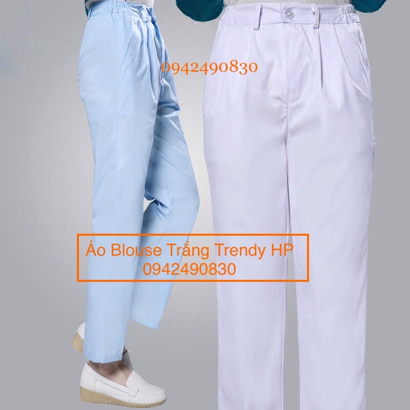 Quần Blouse nam nữ cao cấp Kiểu Âu kết hợp chun co dãn - Quần khoá blouse nam nữ Bác sỹ, dược sỹ, y tá, điều dưỡng, hộ lý