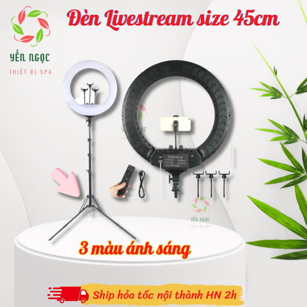 Đèn Livestream 45cm kèm 3 kẹp, điều khiển và chân | Đèn live 3 màu ánh sáng
