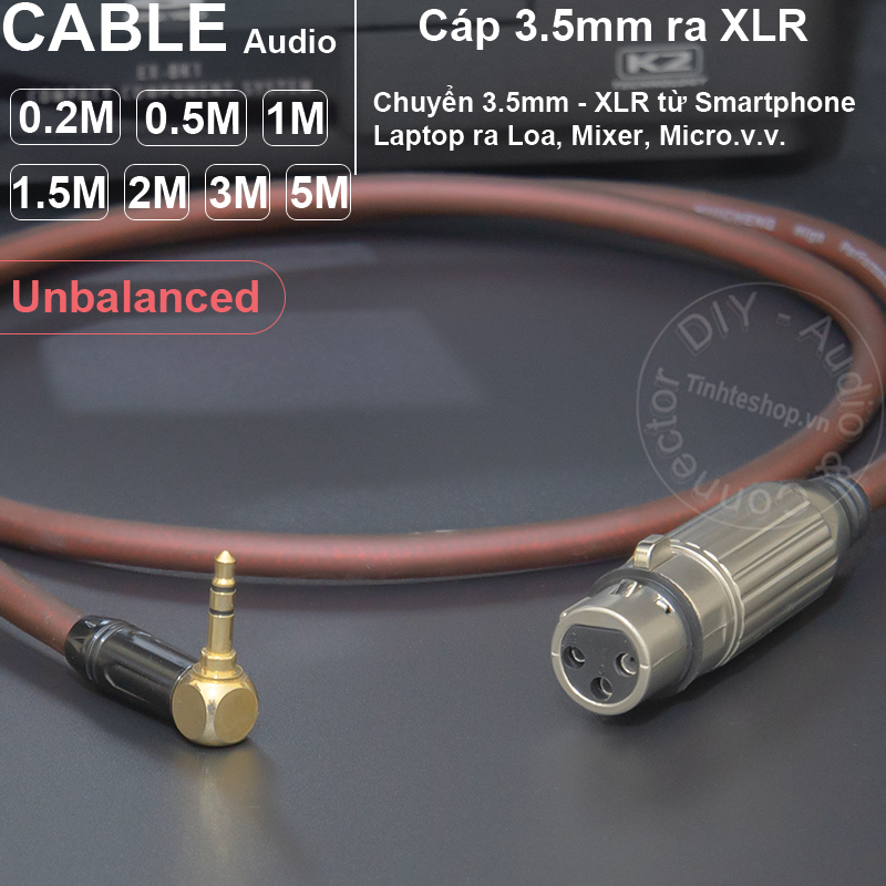 Dây 3.5 sang canon DIY chuyển từ Laptop Smartphone sang Micro Mixer Loa - Cáp chuyển XLR sang 3.5mm unbalanced