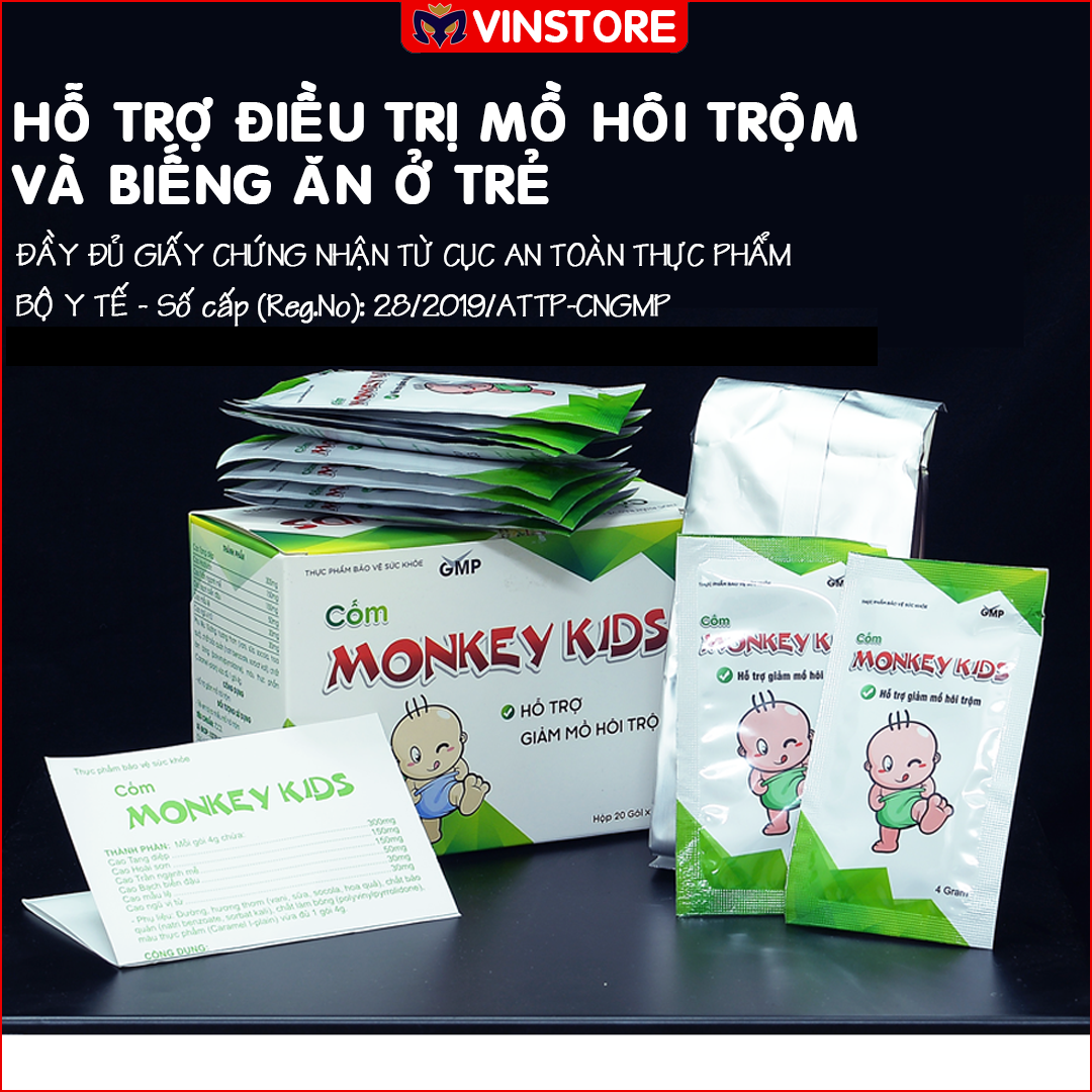 Hỗ trợ chống mồ hôi trộm cho bé-cốm monkey kids
