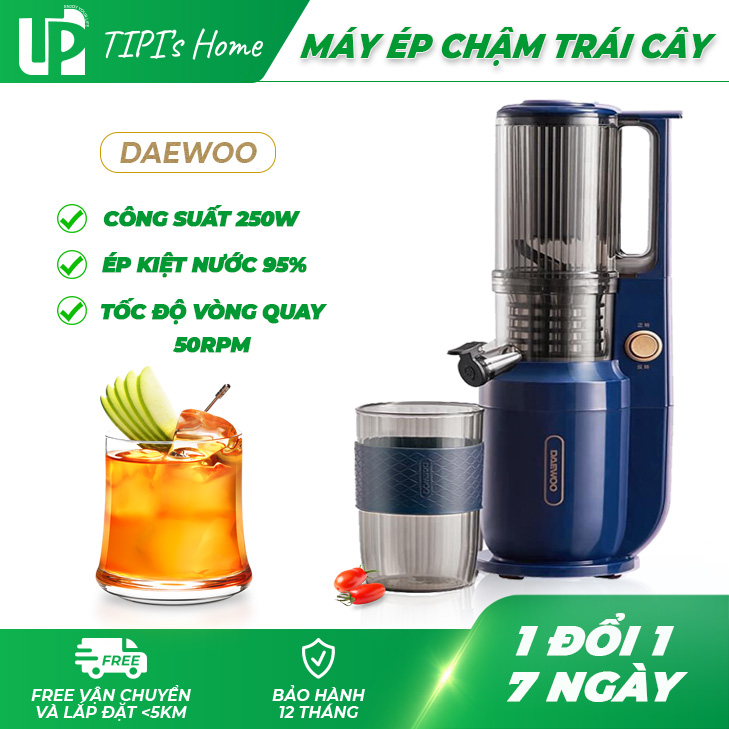 Máy ép chậm trái cây, máy ép chậm rau củ quả đa năng MEMORIT , công suất 250W, Siêu mẫu gọn nhẹ, ép kiệt bã, bảo hành 12 tháng - TiPi Home