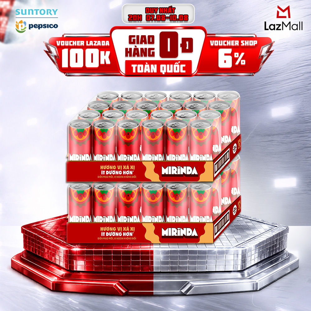 [SALE 8.8] Combo 2 Thùng 24 Lon Nước Ngọt Giải Khát Có Gaz Mirinda Xá Xị (320ml/lon)