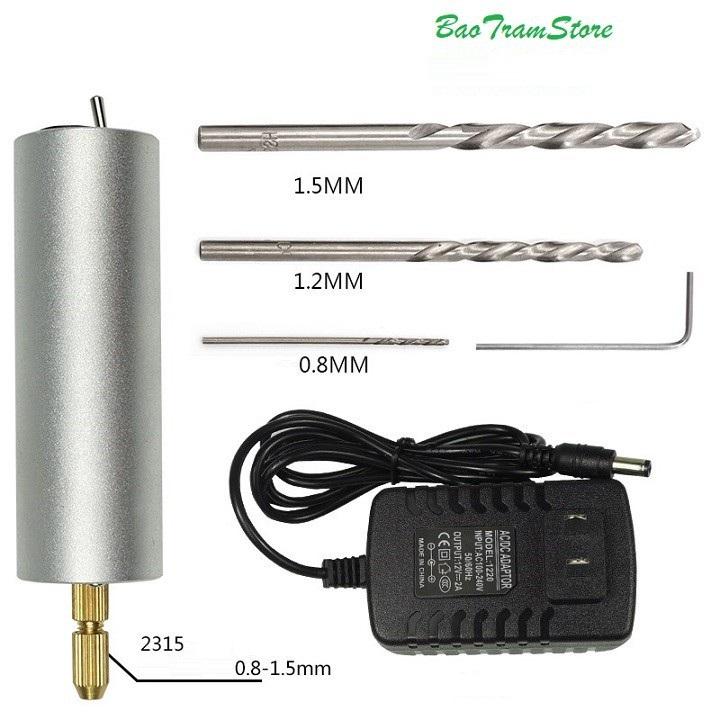 Máy khoan mini 12v công suất 18W đi kèm 03 mũi khoan