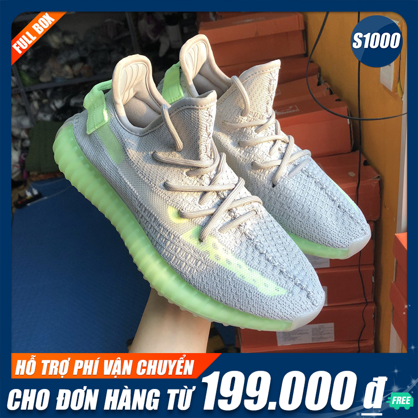 Giày sneaker thể thao nam nữ YZ350 màu xám  xanh lá cây, đế phát sáng chỗ tối, năng động, trẻ trung-S1000 [Full Box]