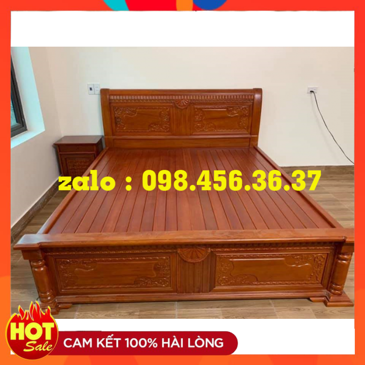 Giường gỗ - Giường chữ X gõ đỏ 2m2x2m