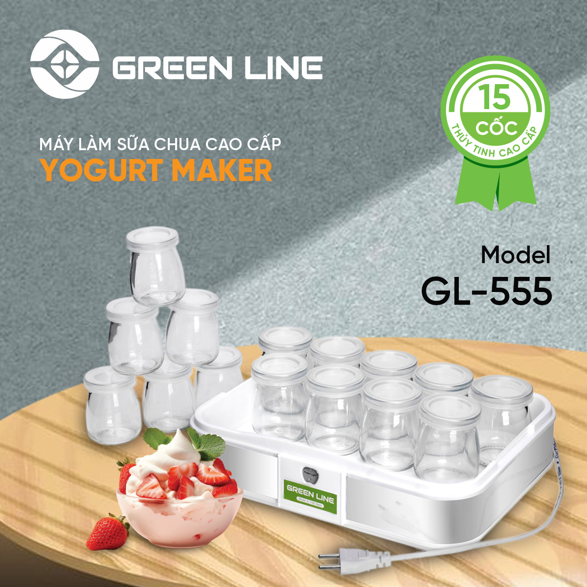 Máy Làm Sữa Chua, Máy Làm Sữa Chua GREEN LINE Tặng Kèm Cốc