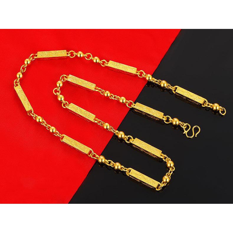 Vòng cổ nam,Dây chuyền ống trúc lớn vuông trạm khắc tứ long  mạ vàng 24k