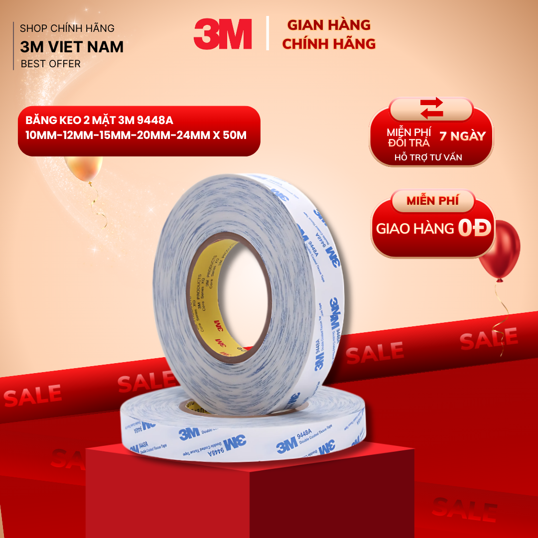 Băng dính xốp 2 mặt 3M 1600T dán đa năng , treo tranh, đồng hồ, ổ cắm, khay đựng nhà tắm, bếp ....