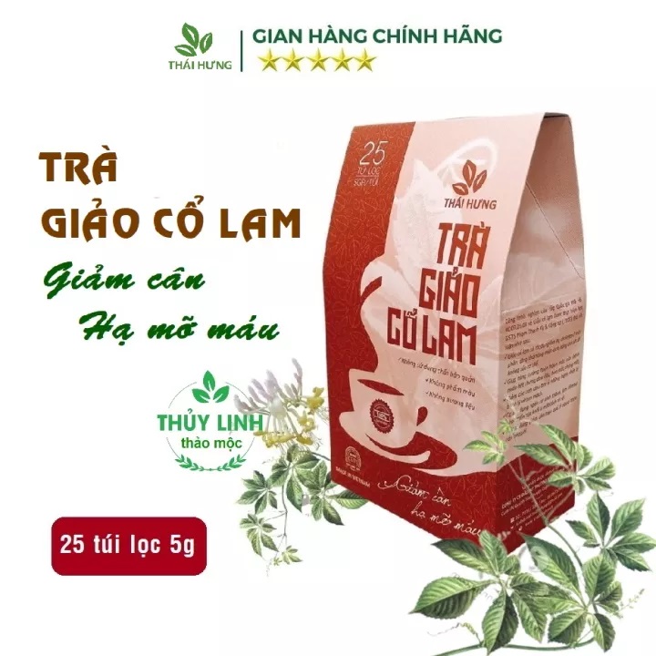Combo 04 hộp Trà Giảo cổ lam Thái Hưng (25 túi lọc x 5g) Giảm cân, hạ mỡ máu