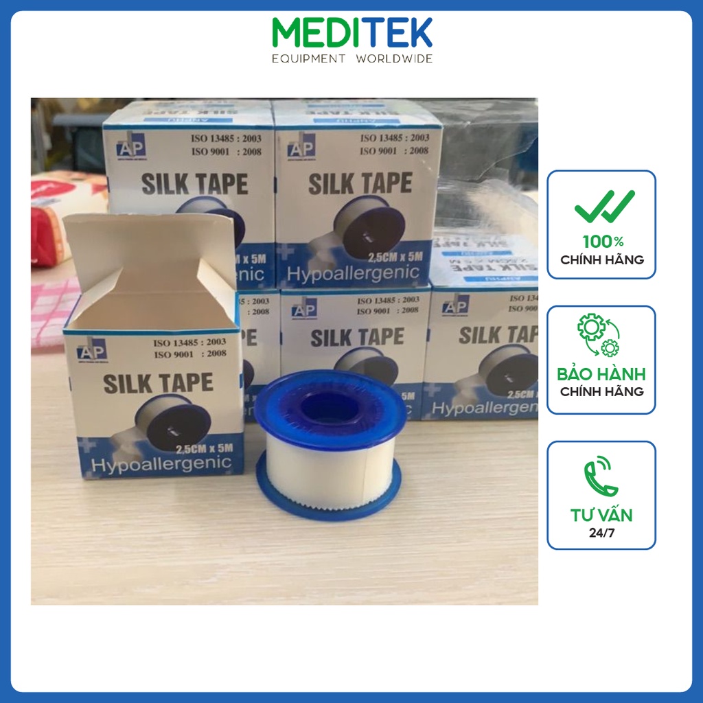 Băng dính y tế bằng lụa , 1,25cmx4m, an phú, hộp 12 cuộn