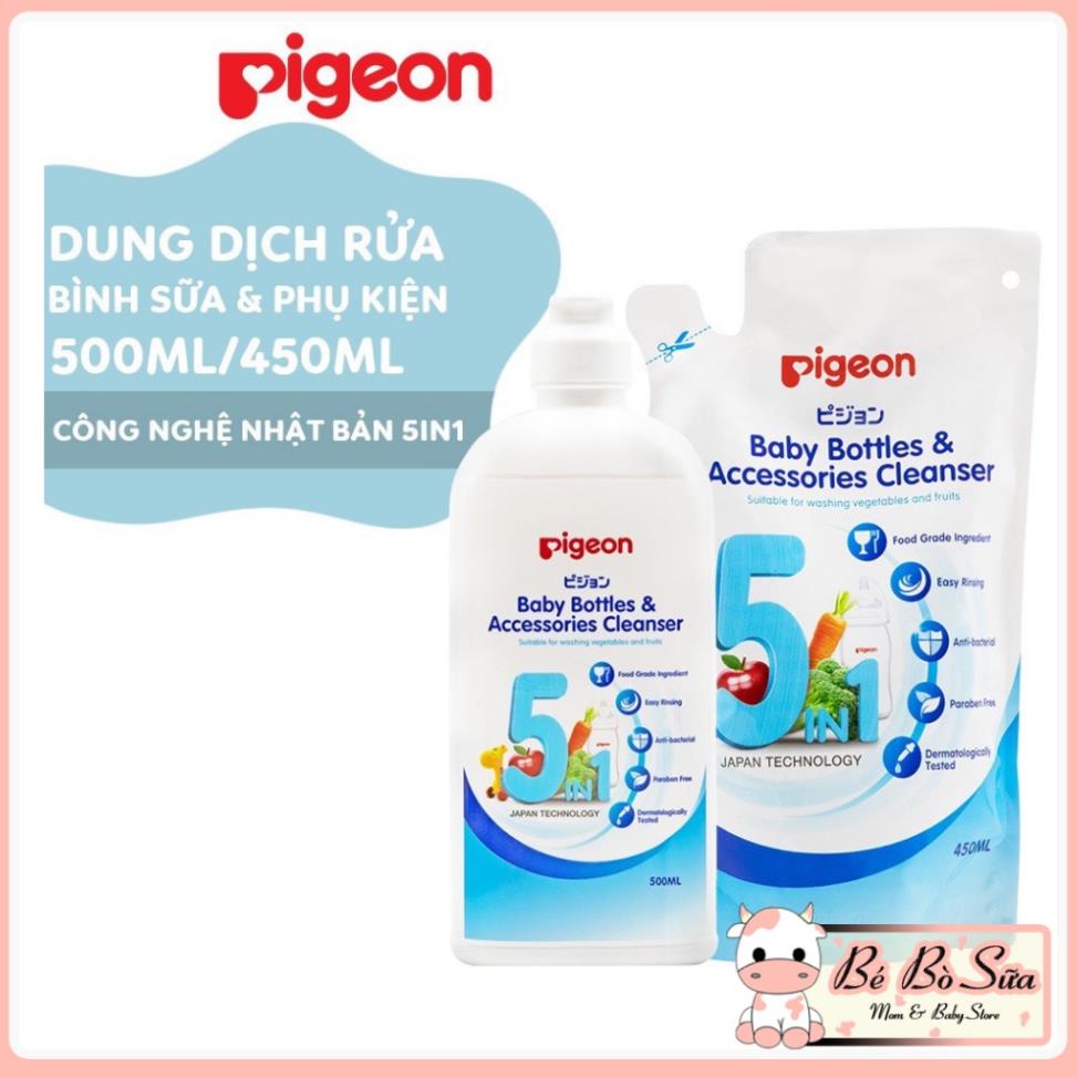 Nước súc rửa bình sữa & phụ kiện pigeon eco 500ml/450ml