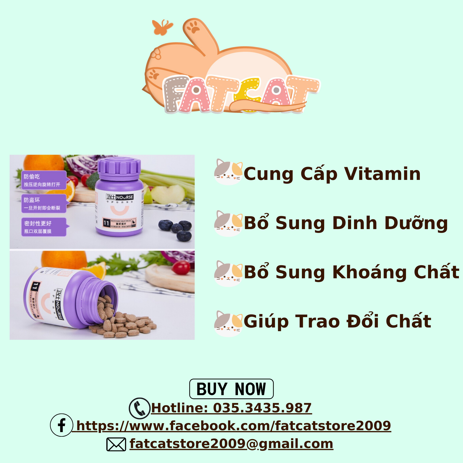 Viên nhai nourse 11 vitamin cho mèo 200 viên