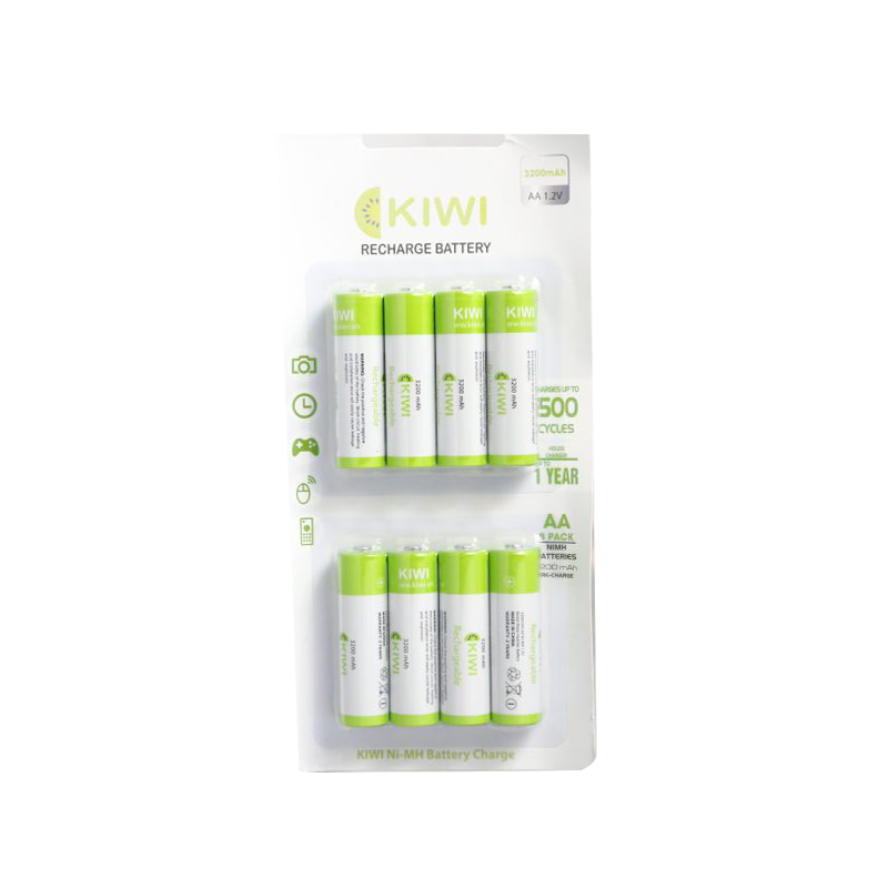 Pin sạc Kiwi AA Ni-MH 2800mAh vỉ 8 viên