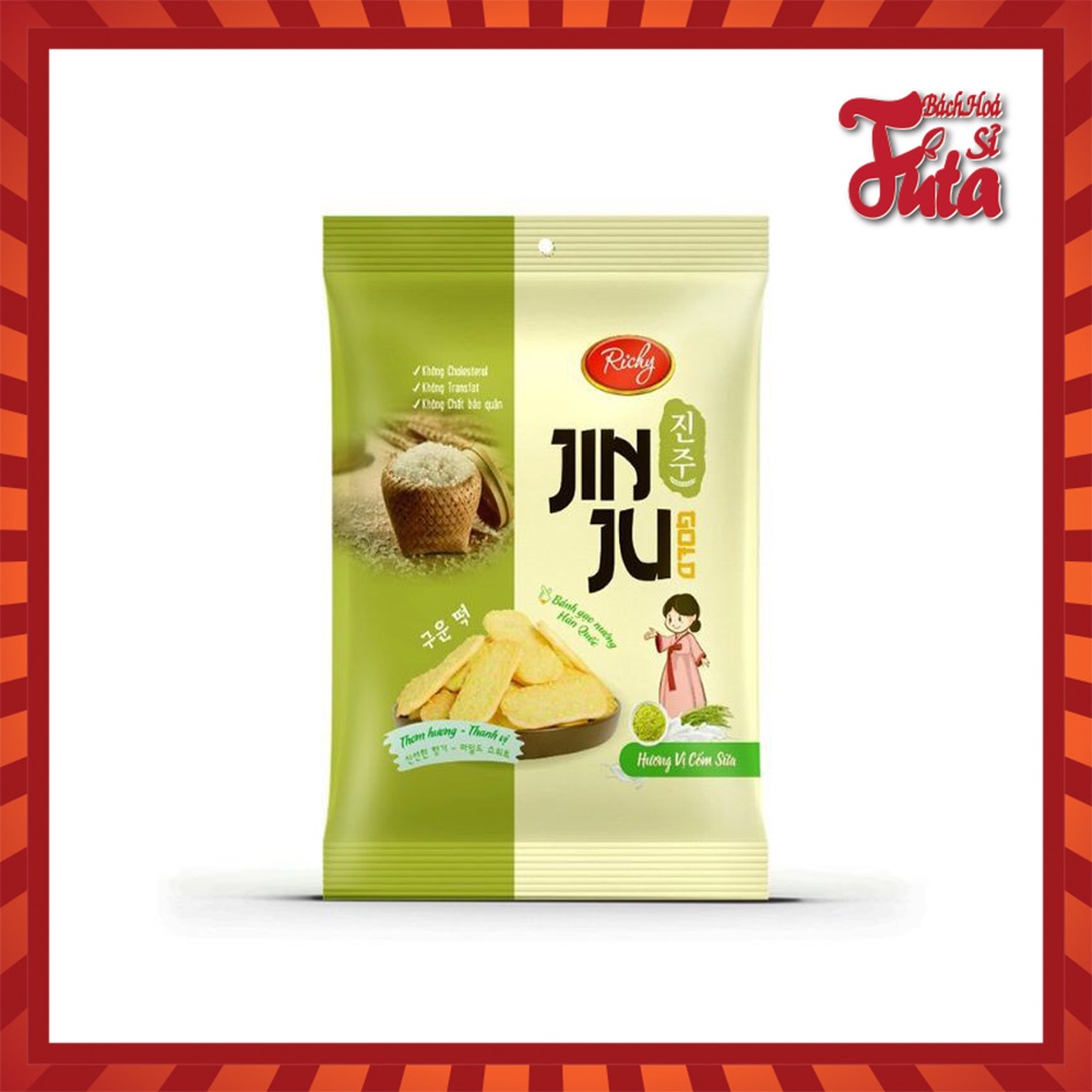[Date 2022] Bánh gạo jinju vị cốm sữa (gói 145g), bánh siêu xốp giòn tan RICHY