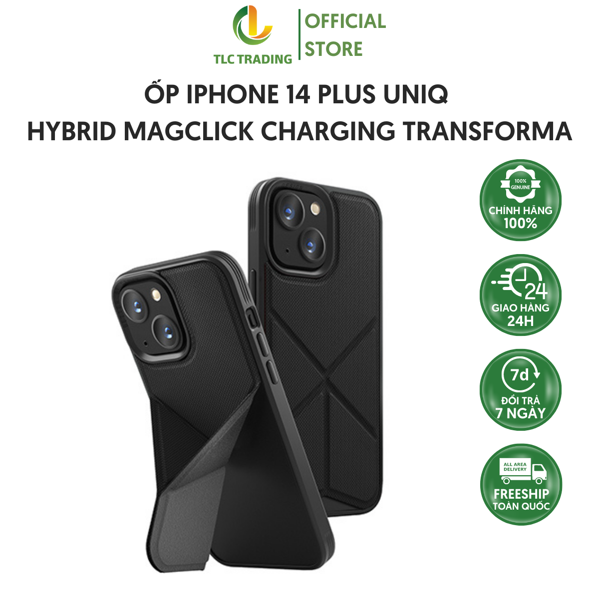 Ốp lưng dành cho iphone 14 plus/ 15 plus uniq hybrid magclick charging transforma bảo vệ 360 độ hoàn toàn