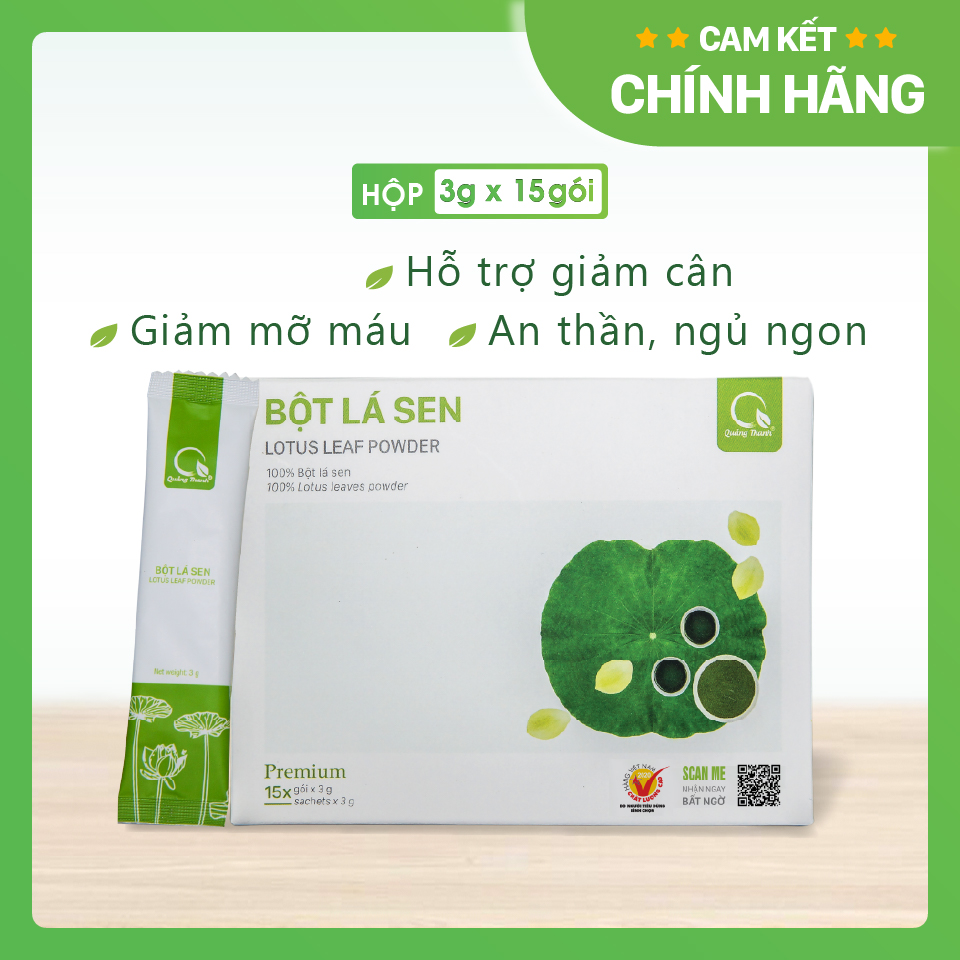 [CHÍNH HÃNG] Bột Lá Sen Sấy Lạnh Nguyên Chất - Giảm mụn, mờ thâm nám, giảm gút, giảm cảm cúm, làm đẹp - Hộp 45g [ DATE MỚI ]