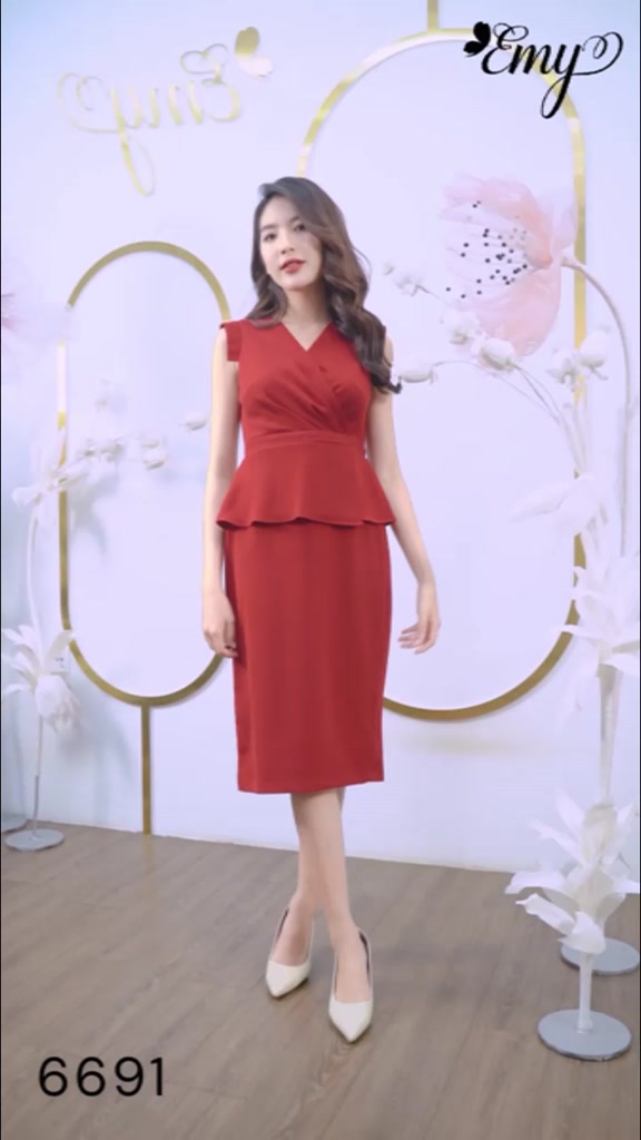 Đầm emy em6691 body đỏ sát nách