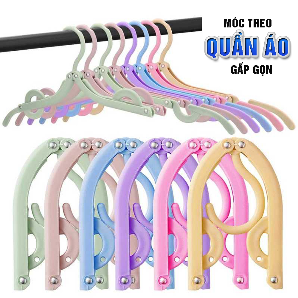 Combo 5 Móc nhựa phơi đồ, Móc treo quần áo gấp gọn đa năng, nhỏ gọn, tiện lợi mang đi du lịch, công tác