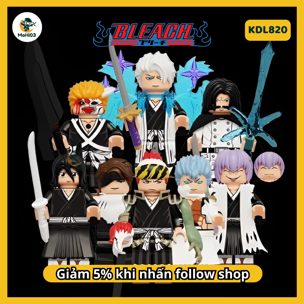 Mô hình anime Bleach KDL820 mô hình lắp ráp minifigure Bleach Ichigo Renji Toushirou Gin Rukia - MoHi03