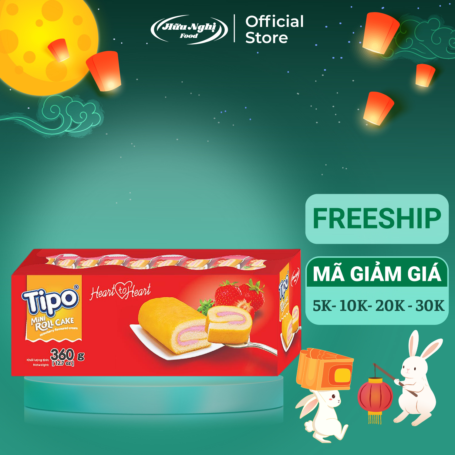 Bánh bông lan cuộn dâu 360g