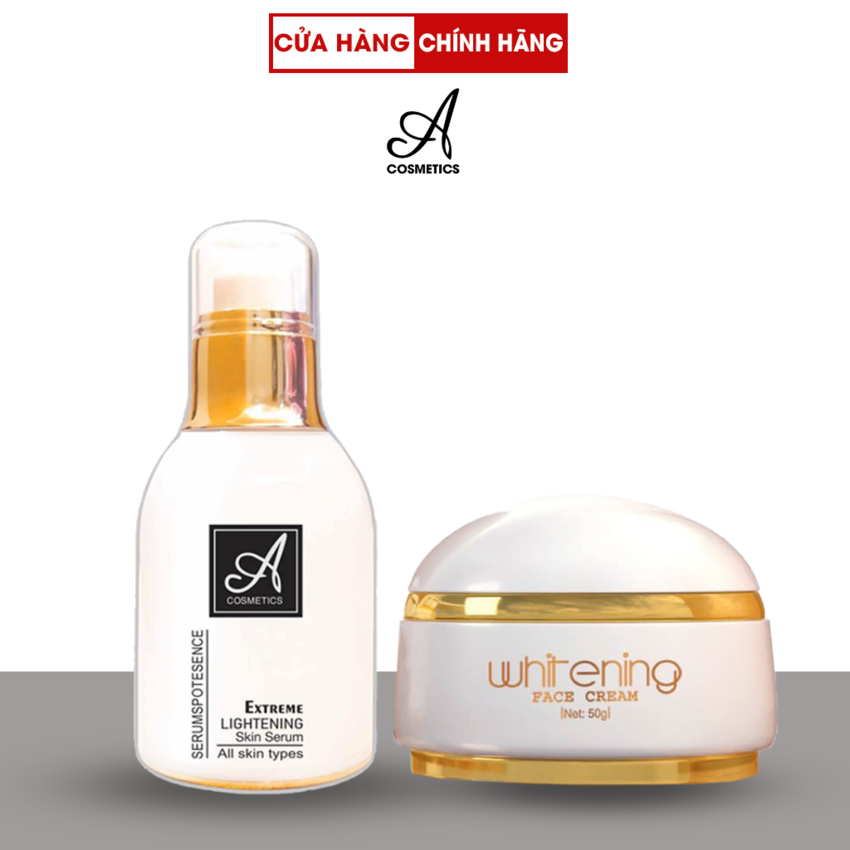 Combo ACosmetics Kem Face Pháp + Serum  - Giúp Dưỡng Trắng Da Mềm Mịn Căng Bóng, 50G