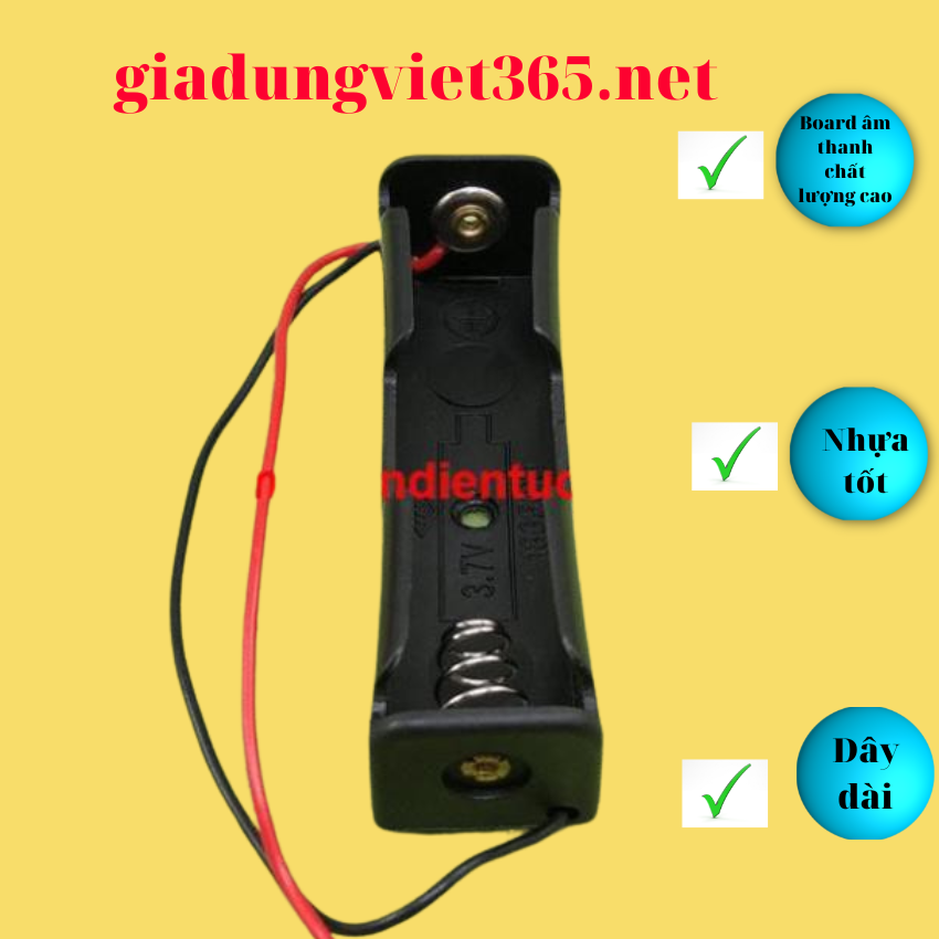 Đế pin 18650 1 cell ra dây