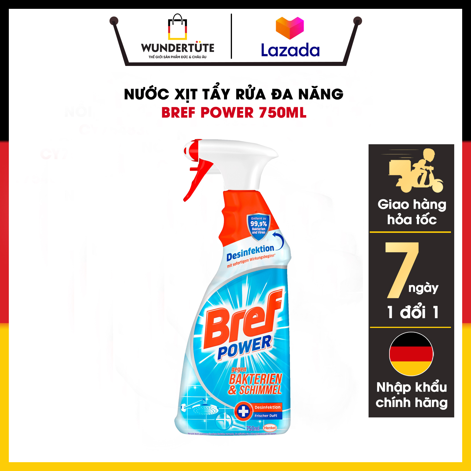 Nước xịt tẩy rửa đa năng bref power 750ml