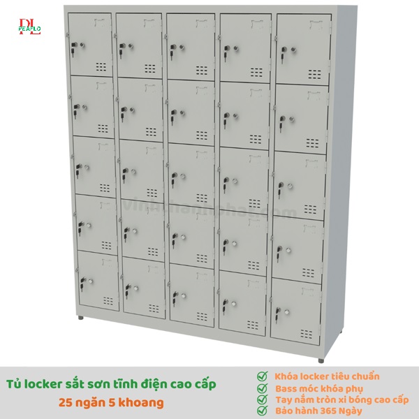 Tủ sắt đựng đồ cá nhân locker 25 ngăn cánh kiểu TS985-5K PEAFLO cao cấp