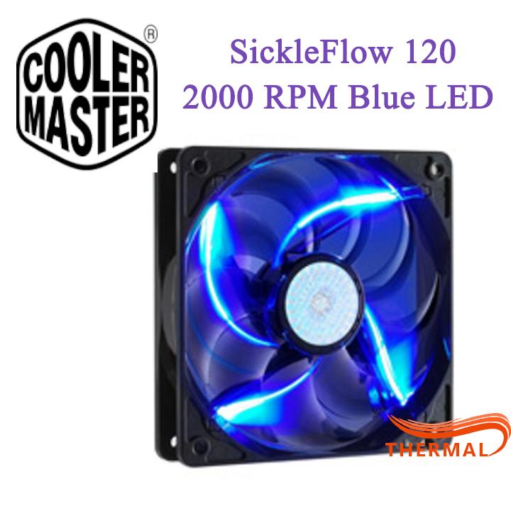 Fan case 12cm cooler master sickleflow 120 2000 rpm blue led - led xanh, sức gió tốt