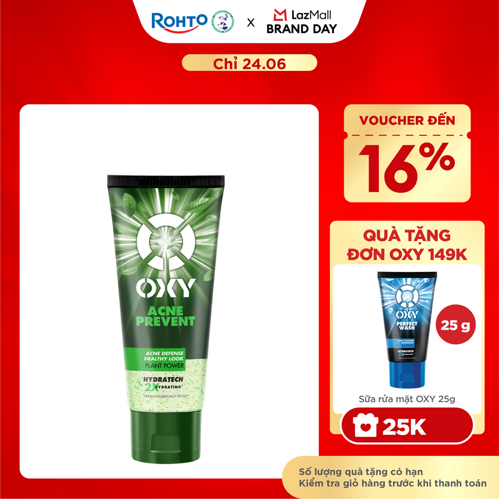 Sữa rửa mặt cho nam Oxy sạch sâu ngừa mụn, dạng gel Oxy Acne Prevent 100g