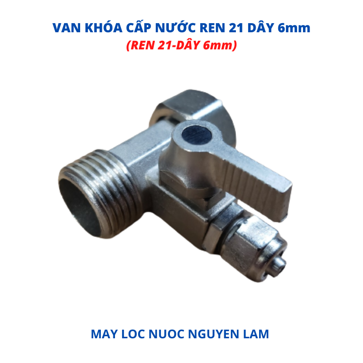 Khóa cấp nước đúc liền ren 21 dây 6mm
