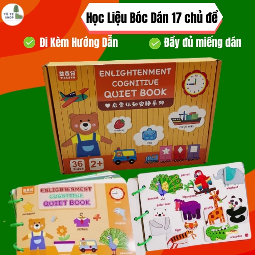 Học liệu bóc dán Montessory cho bé, học liệu busy book bóc dán thông minh 17 chủ đề, Sách bóc dán tiếng Anh