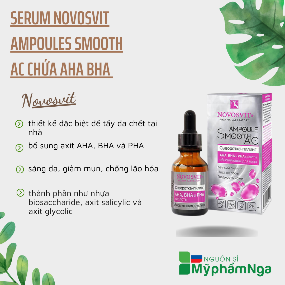 Serum Novosvit Ampoules Smooth AC chứa AHA BHA PHA (sáng da giảm mụn chống lão hóa)
