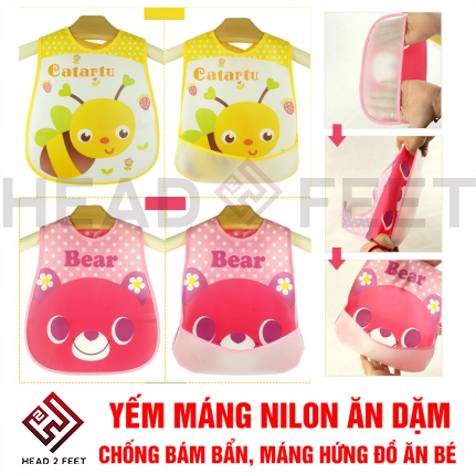 [HCM]YẾM ĂN DẶM QUAI DÁN CÓ MÁNG CHẶN THỨC ĂN CHO BÉ CHẤT LIỆU NHỰA CAO CẤP POLYPROPYLENE (PP) - Yếm Tập Ăn Cho Trẻ - Yếm Ăn Dặm - Yếm Em Bé - Khăn Ăn Dặm - Napkins For Kids - Baby Napkins - Baby Triangle Napkin