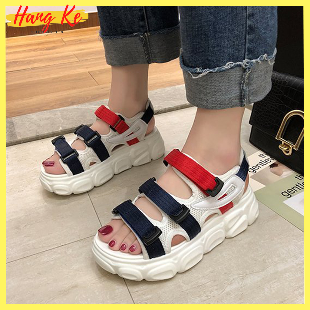 Sandal nữ đi học đế thấp, chất liệu quai dù siêu bền đế cao su đúc cao cấp êm thoáng khí cao 5cm phù hợp cho lứa tuổi học sinh sinh viên - HangKe
