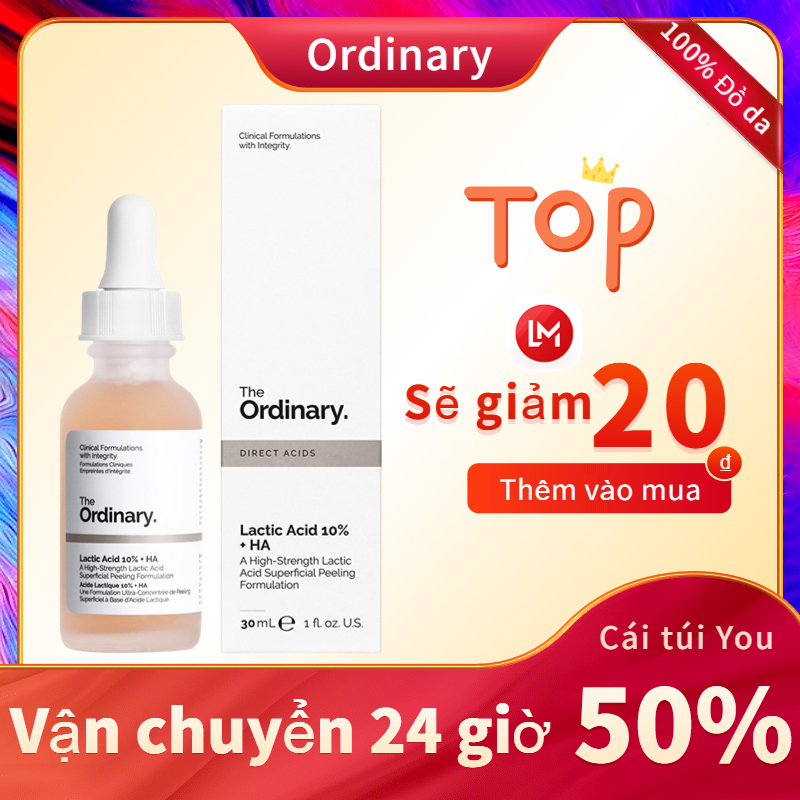 The ordinary lactic acid 10% + ha serum the ordinary giữ ẩm tẩy da chết & loại bỏ nếp nhăn 30ml