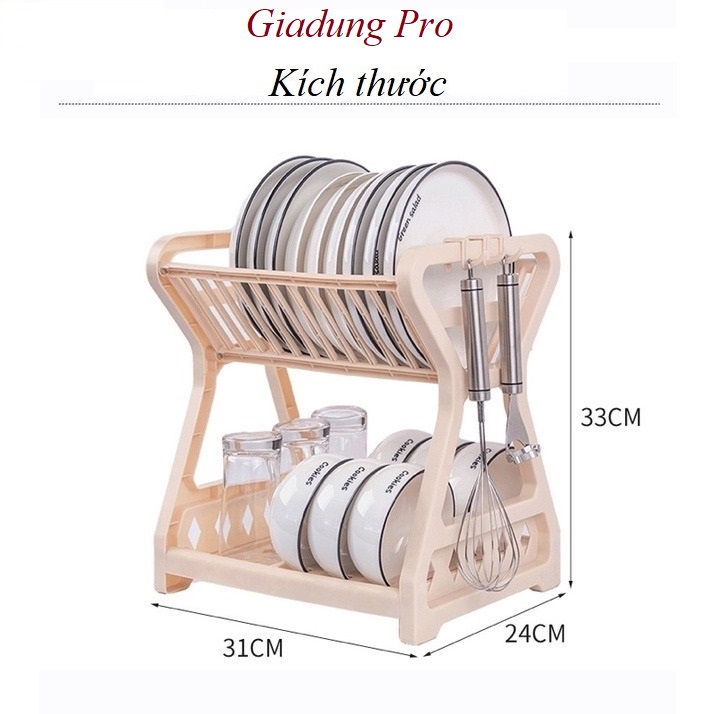 Kệ nhựa đa năng đựng bát đĩa/đồ dùng nhà bếp/cốc chén tiết kiệm không gian - giadung pro