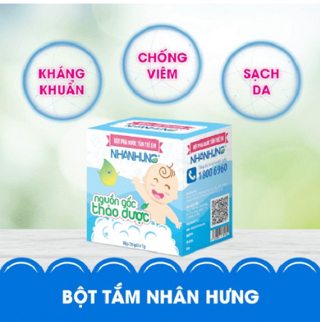 Bột tắm nhân hưng - trẻ hết hăm da, rôm sảy, mụn nhọt ,mẩn ngứa