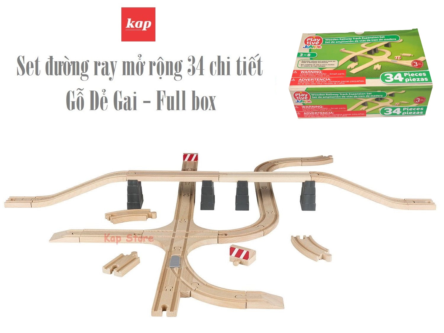 [HCM]Set mở rộng mô hình đường ray xe lửa gỗ 34 chi tiết