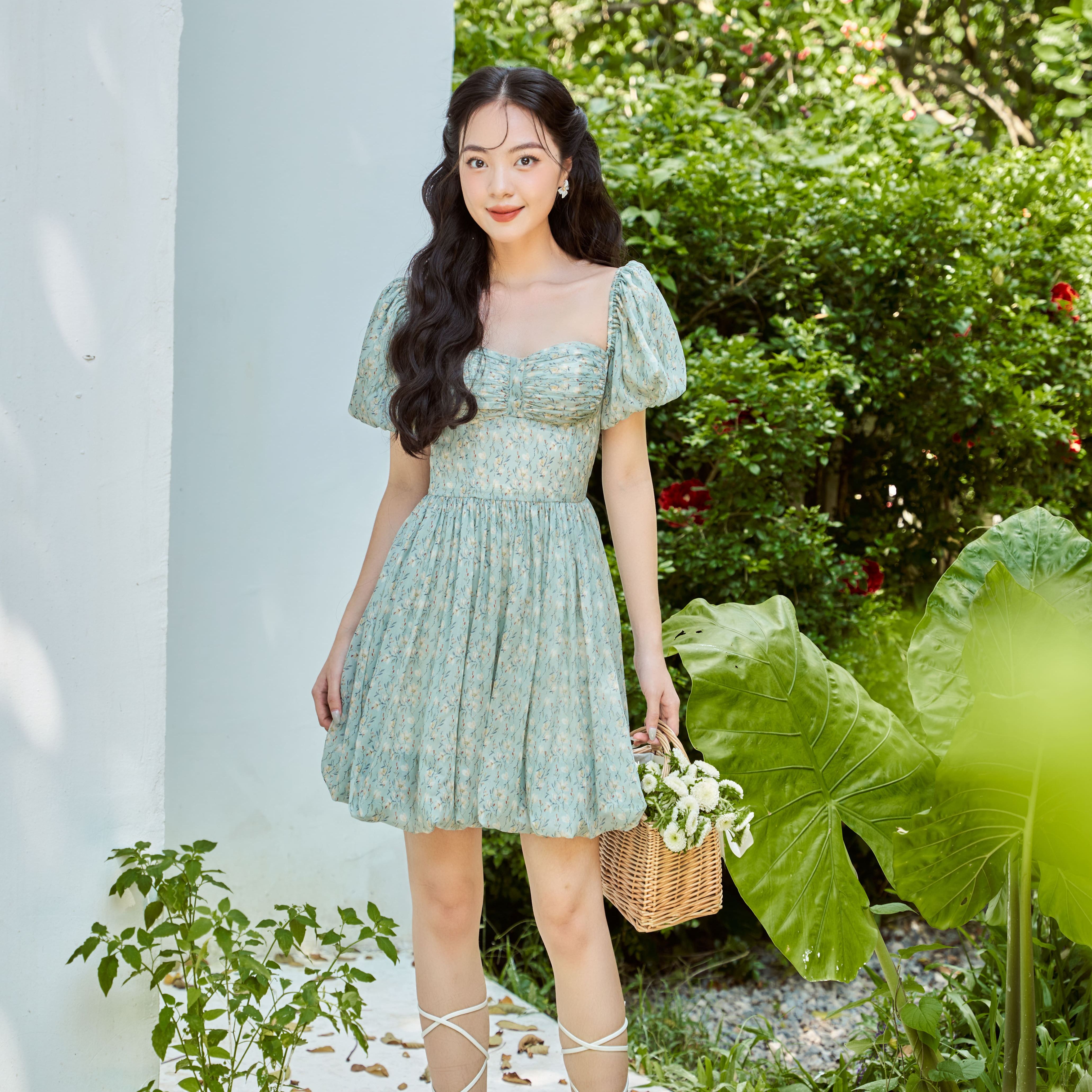 Tiela đầm váy hoa tay bí tùng bí - ella dress