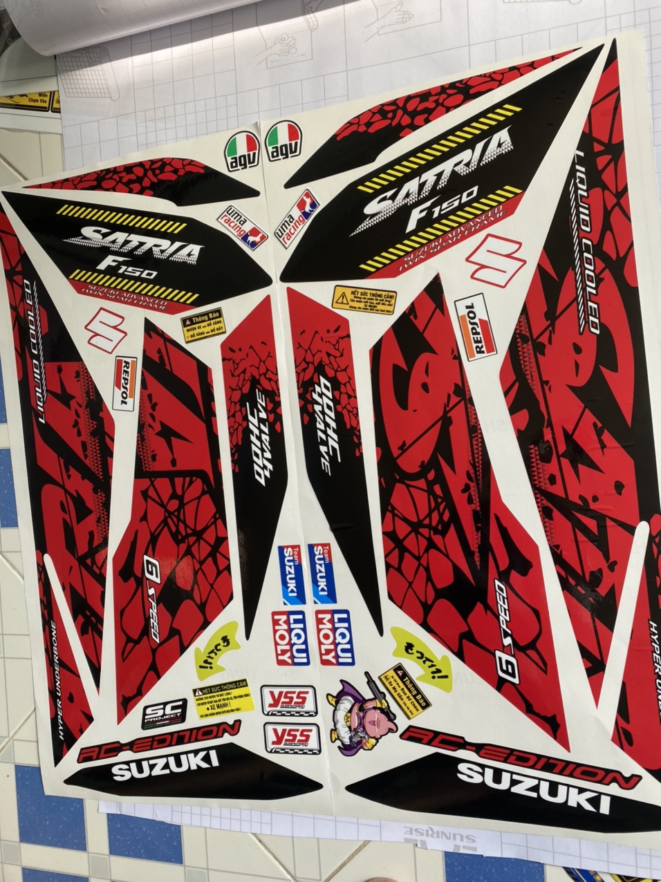 [HCM]TEM RỜI SATRIA STONE 2019 ĐỎ ĐEN TẶNG TEM DÁN XI NHAN