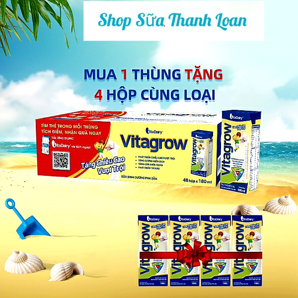 Thùng 48 hộp sữa pha sẵn vitagrow hộp 180ml phát triển chiều cao.