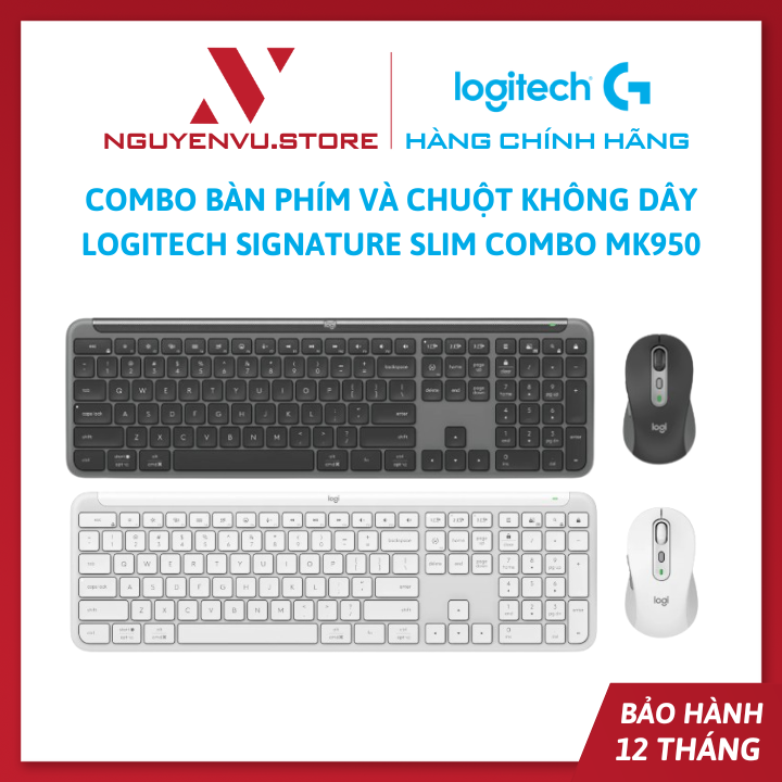 Combo bàn phím và chuột không dây logitech signature slim combo mk950 - hàng chính hãng