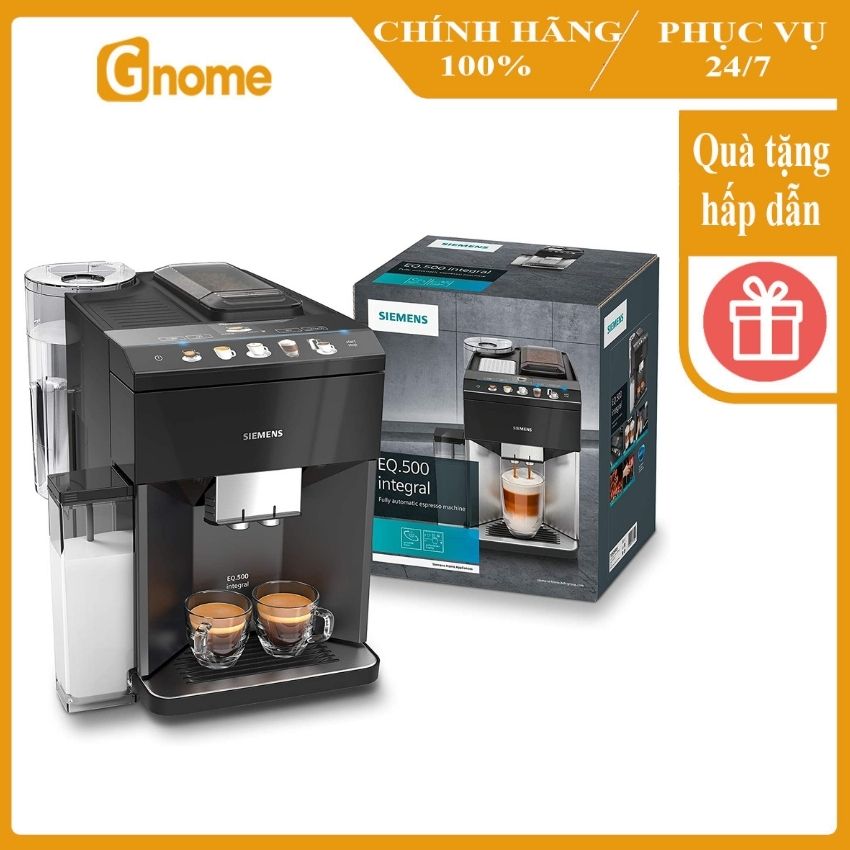 Máy pha cà phê tự động Siemens EQ.500 TQ503D01 Hoàn hảo cho tất cả những ai muốn bước vào đẳng cấp sang trọng. Tất cả các chức năng được hiển thị trên màn hình và có thể dễ dàng lựa chọn bằng cách nhấn nút