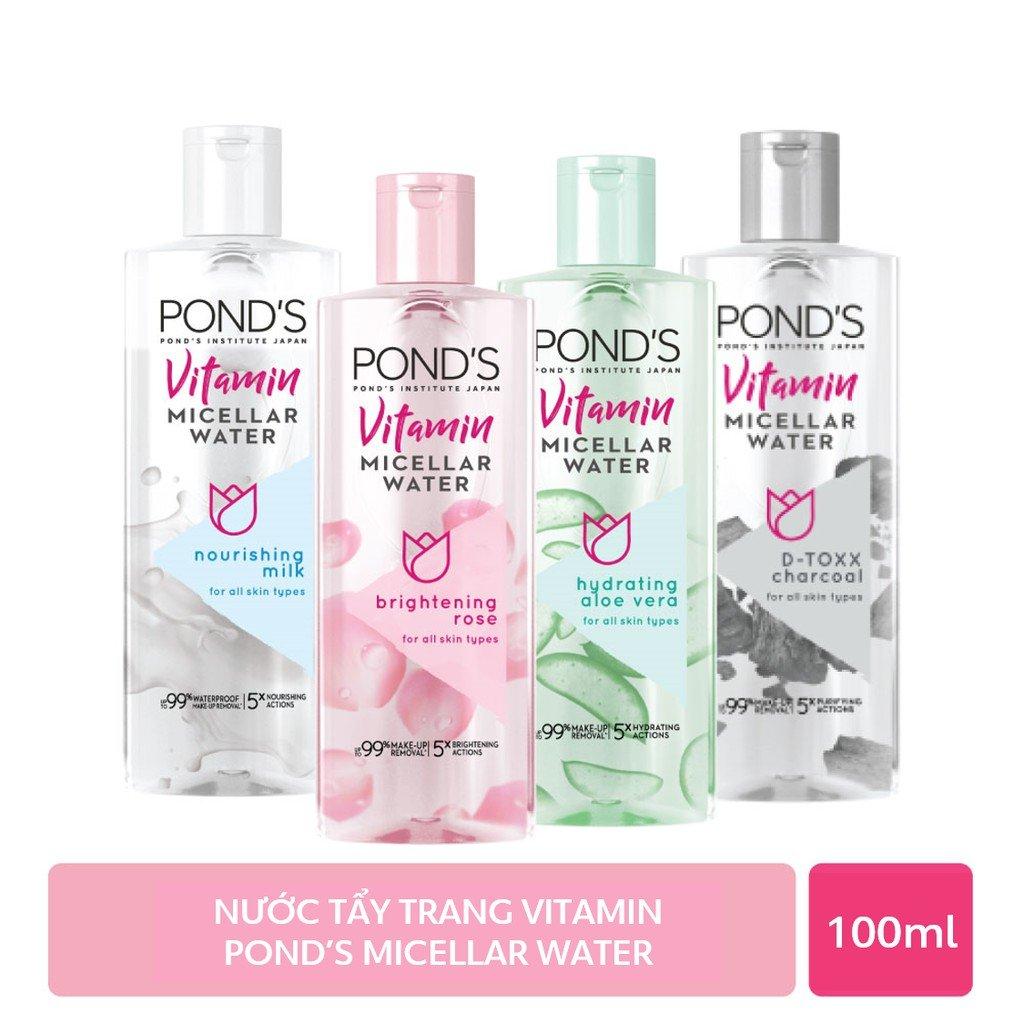 combo 3 nước tẩy trang Pond’s Vitamin Micellar Water Brightening Rose (chai màu hồng) 100ml